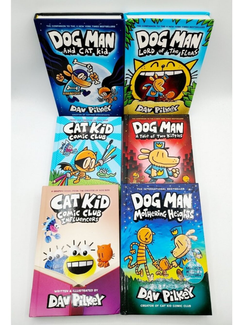 Lot of 6 Dog Man Books Dav Pilkey Hardcover Book Set Cat Kid Unleashed Kitties